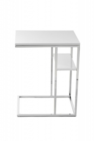 Masuta laterala dreptunghiulara din metal cu spatiu de depozitare Lucilla 48x35x60 cm alb/argintiu - Img 3