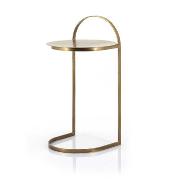 Masuta laterala rotunda din metal Garcon 35x35x65 cm alama