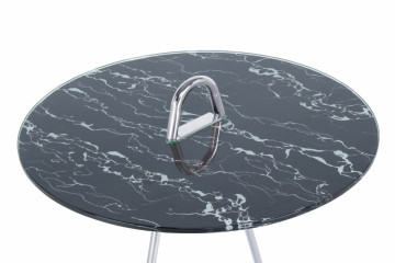 Masuta laterala rotunda din sticla Pendulum 46x46x60 cm albastru/argintiu - Img 6