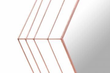 Oglinda hexagonala cu rama din metal cupru Romeo, 1.5cm (L / D) x 69cm (W) x 79.5cm (H) - Img 4