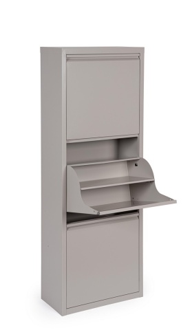 Pantofar Fredys cu 3 uși basculante, din oțel vopsit electrostatic, taupe, 50x25x133 cm - Img 6