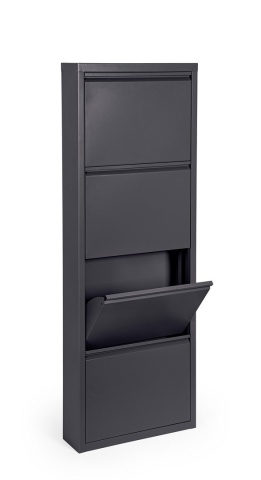 Pantofar metalic Eyvin, 4 uși rabatabile, negru, 50x15x139,3 cm - Img 6