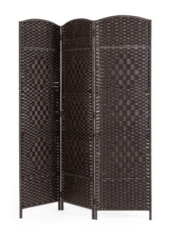 Paravan cu efect 3D, negru, din bambus și lemn, 150x180 cm