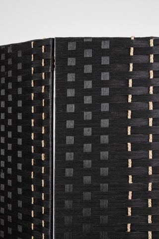 Paravan decorativ 3D Jalila, din hârtie, paie și lemn de plop, negru, 135x180 cm - Img 2