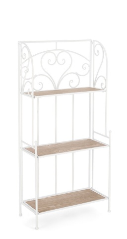 Raft Guenda, 3 polițe, pliabil, din metal și MDF, vopsit electrostatic, alb, 60x28x127 cm