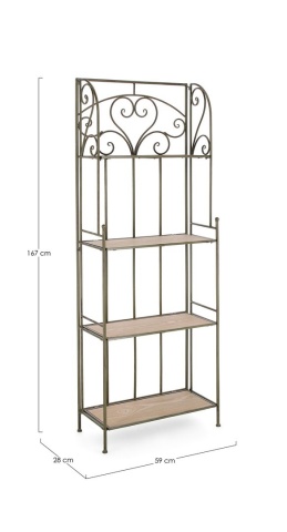 Raft Guenda cu 4 polițe, pliabil, din metal și MDF, verde închis, 59x28x167 cm - Img 2