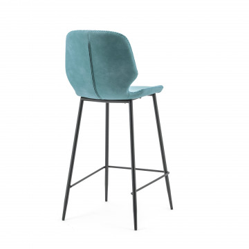 Scaun de bar din imitatie de piele Seashell albastru 42x51x94 cm - Img 2