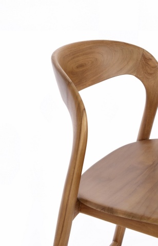 Scaun de bar Miley, din lemn de tec, natural, 48x51.5x102 cm - Img 6