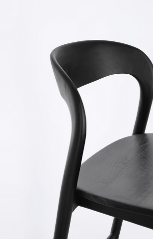 Scaun de bar Miley, din lemn de tec, negru, 48x51.5x102 cm - Img 6