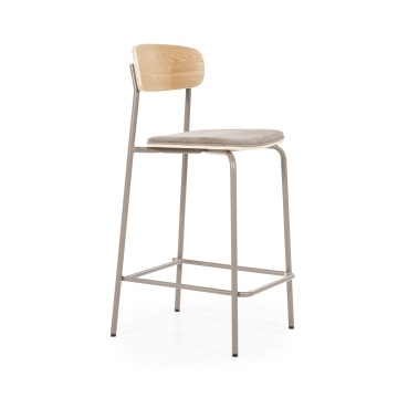 Scaun de bar Skoladin lemn de frasin taupe 95 cm - Img 10