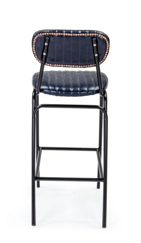Scaun de bar Vintage, din piele ecologică, albastru, 44x51x100 cm - Img 4