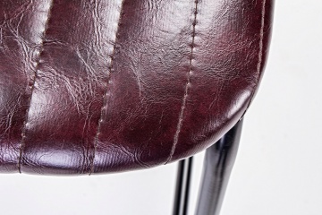 Scaun de bar Vintage, din piele ecologică, bordeaux, 44x51x100 cm - Img 6