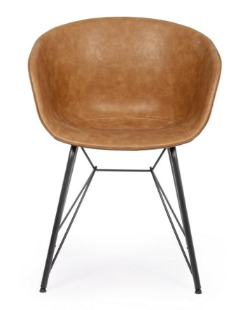 Scaun Nordic din piele ecologică, maro, 59 x 54.5 x 80 cm - Img 3