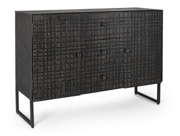 Servanta 120 cm, cu 2 uși și 3 sertare, din lemn și oțel, 120x38x85 cm