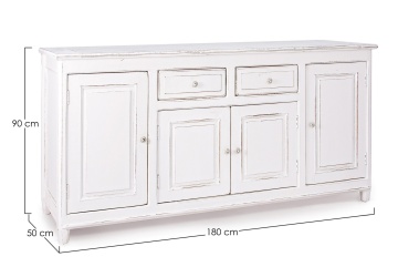 Servanta Colette, cu 4 uși și 2 sertare, din lemn masiv de mango, finisaj vopsit, 180 x 50 x 90 cm - Img 2