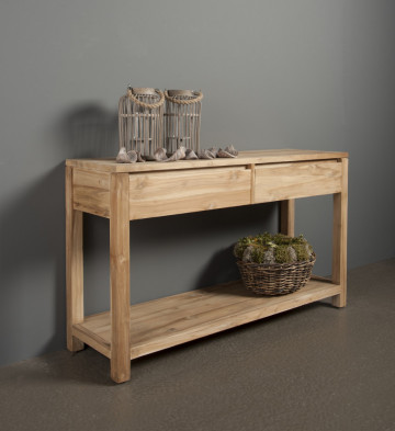 Servanta din lemn cu 2 sertare 130x38x75 cm maro - Img 2