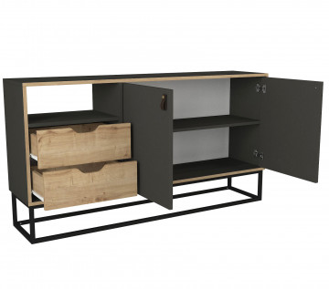 Servanta din pal melaminat Dolores antracit 150x80x35 cm - Img 6