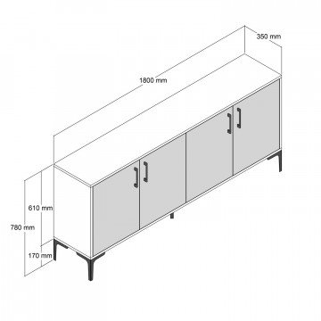 Servanta din pal melaminat Kiev nuc si antracit 180x78x35 cm - Img 3