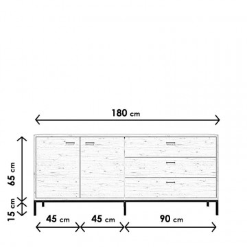 Servanta din pal melaminat Riga stejar 180x80x45 cm - Img 3