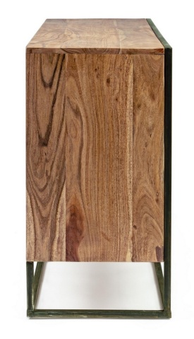 Servanta Egon, 3 uși, stil nordic, din lemn de acacia și oțel, 145x40x76 cm - Img 5