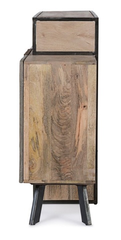 Servanta Manchester, 3 uși, din lemn de mango și oțel, fronturi din materiale reciclate, 175x38x100 cm - Img 6