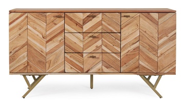 Servanta Raida, 140 cm, cu 2 uși, din lemn de acacia, stil vintage, 140x40x76 cm - Img 3