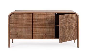 Servanta Sanat, cu 3 uși, din lemn masiv de mango, 145x45x75 cm - Img 7