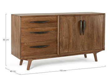 Servanta Sherman, 2 uși și 3 sertare, lemn de mango, 152x40x85 cm - Img 2