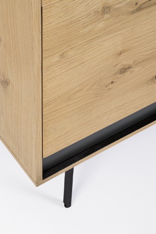 Servanta Stanwood cu 3 uși și 1 sertar, furnir de stejar și oțel, finisaj natural, 160x40x85 cm - Img 8