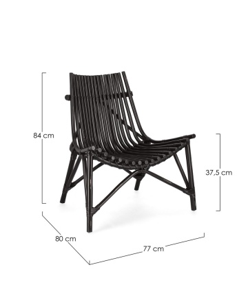 Set 2 Fotolii lounge Menendez, din ratan, negru, 77 x 80 x 84 cm - Img 3