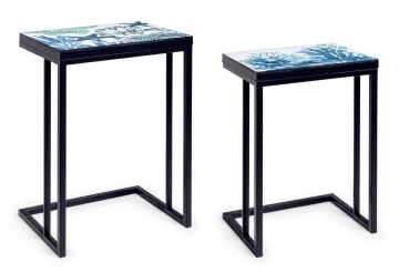 Set 2 măsuțe cafea Reef, cu cadru metalic vopsit epoxidic