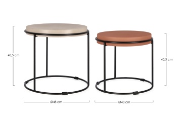 Set 2 Măsuțe de cafea rotunde din oțel, finisaj mat, bej și teracotă - Img 2
