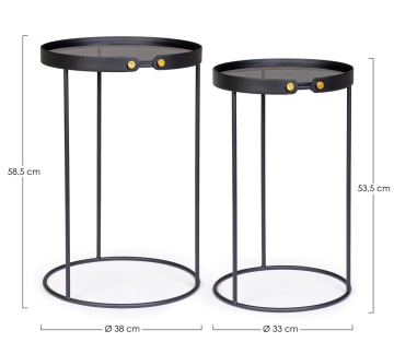 Set 2 măsuțe de cafea rotunde Zeina, din oțel și sticlă securizată - Img 2