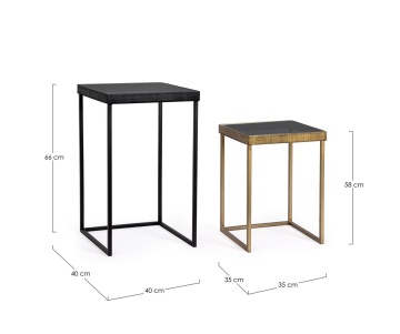 Set 2 Măsuțe de cafea Yamir pătrate, din oțel și sticlă securizată, laturi 35 cm și 40 cm - Img 2