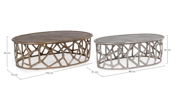 Set 2 măsuțe de cafea Zahid, din aluminiu cu finisaj antichizat - Img 2