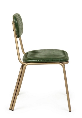 Set 2 scaune tapițate, cu ținte metalice, din piele ecologică și metal, verde închis, 44 x 55 x 80 cm - Img 5