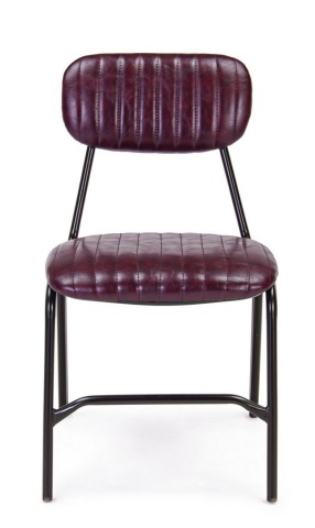 Set 2 scaune vintage cu ținte metalice, tapițate cu piele ecologică, bordo, 44 x 55 x 78 cm - Img 3