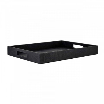 Set 2 tavi patrate pentru servire Blane, negru croc, 38.5x25.5x5.5/46x34x5.5 cm - Img 3
