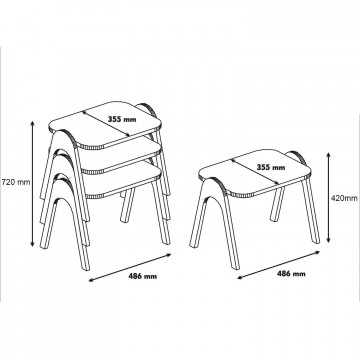 Set 3 masute de cafea Paris nuc 48,6x42x35,5 cm - Img 4