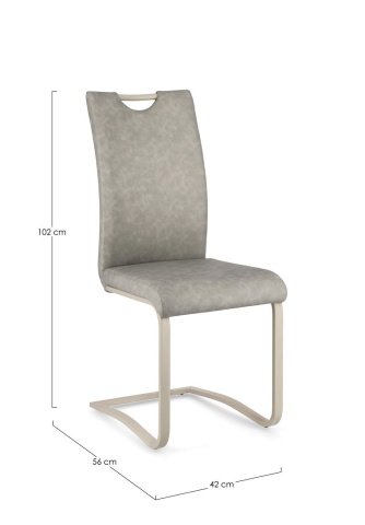 Set 4 scaune Kenneth, din piele ecologică și oțel vopsit electrostatic, Taupe, 42x56x102 cm - Img 2