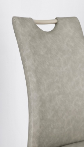 Set 4 scaune Kenneth, din piele ecologică și oțel vopsit electrostatic, Taupe, 42x56x102 cm - Img 6
