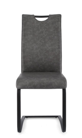 Set 4 scaune Kenneth, din piele ecologică și oțel vopsit electrostatic, Gri antracit, 42x56x102 cm - Img 3