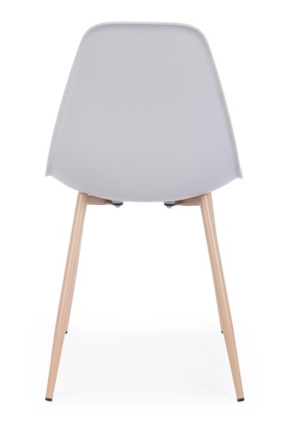 Set 4 scaune Mandy, șezut polipropilenă gri și picioare metalice aspect lemn natur, 53x46x82 cm - Img 4