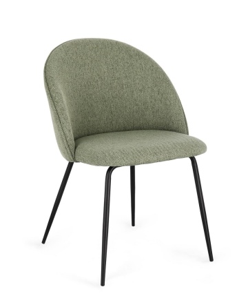 Set 4 scaune Tanya, cu picioare din oțel, tapițat cu poliester, verde salvie, 51x54x77 cm