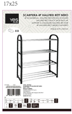 Set de 12 Pantofar cu 4 rafturi, din oțel și PP, negru, 50,5 x 19 x 57 cm - Img 4