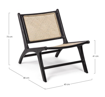 Set de 2 Fotolii Mabel, vintage, din lemn de tec și ratan țesut, 60 x 80 x 73 cm - Img 2