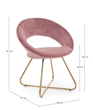 Set de 2 fotolii Vanity, din catifea roz cu picioare aurii, 58x69x81 cm - Img 2