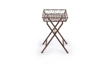 Set de 2 Măsuțe de cafea pliabile Melanie, metal, maro, 63 x 40 x 60 cm - Img 4
