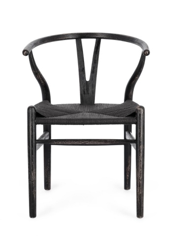 Set de 2 Scaun din lemn de fag cu șezut împletit, natural/negru, 50 x 49.5 x 77 cm - Img 4