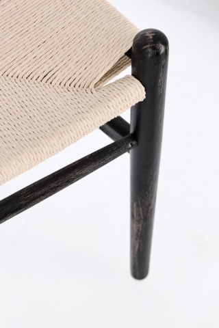 Set de 2 Scaun din lemn de fag cu șezut împletit, natural/negru, 50 x 49.5 x 77 cm - Img 8